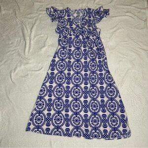Blue and White Patterned Dress